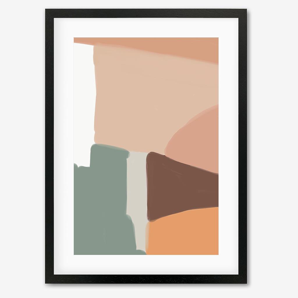 Beige Abstract Shapes Art Print - Black Frame - Abstract House