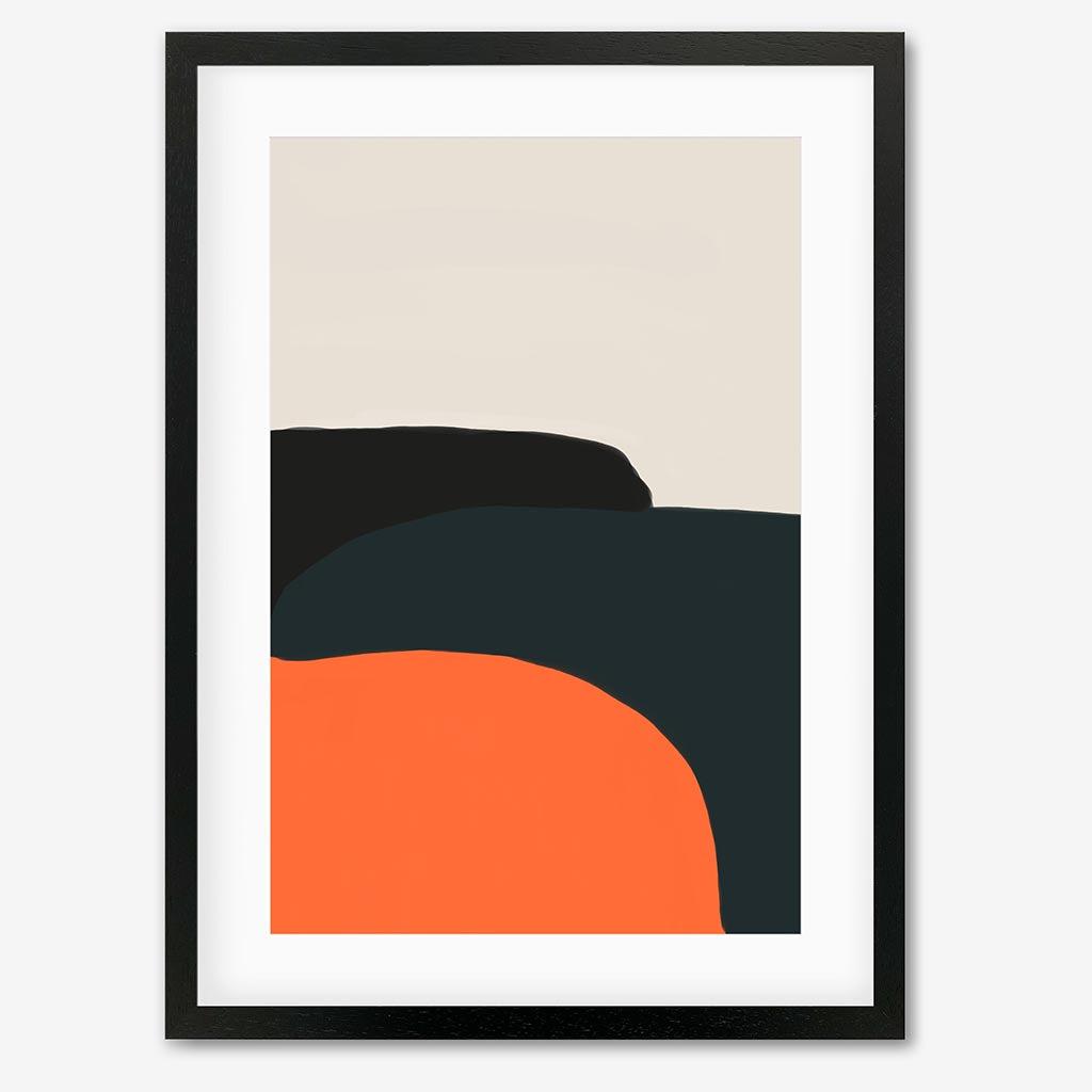 Orange And Grey Art Print - Black Frame - Abstract House