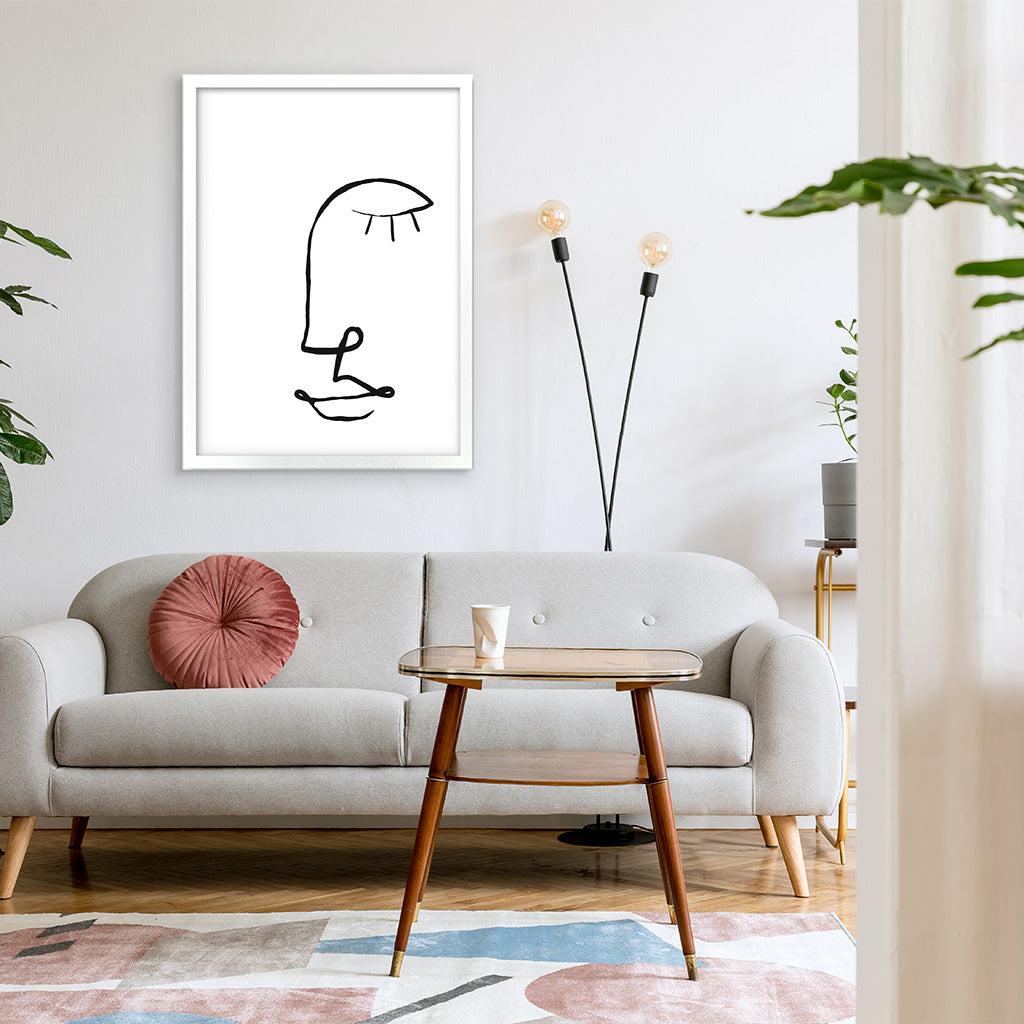 Face Line Drawing Art Print - - Abstract House