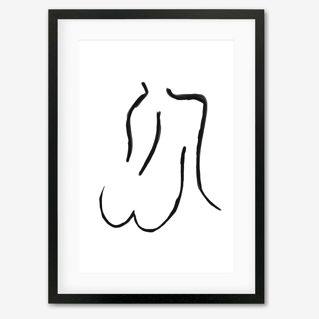 Nude Line Art Drawing Art Print - Black Frame - Abstract House