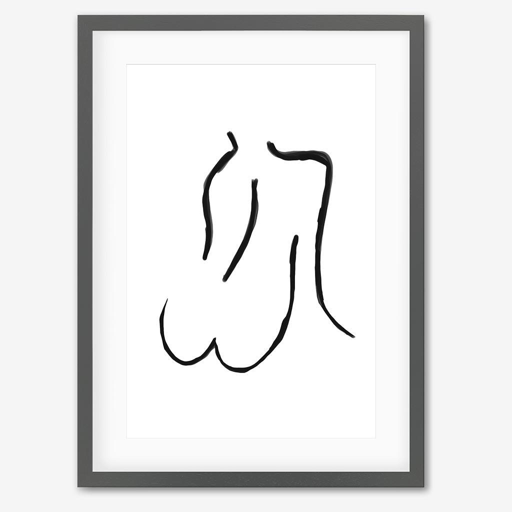 Nude Line Art Drawing Art Print - Grey Frame - Abstract House