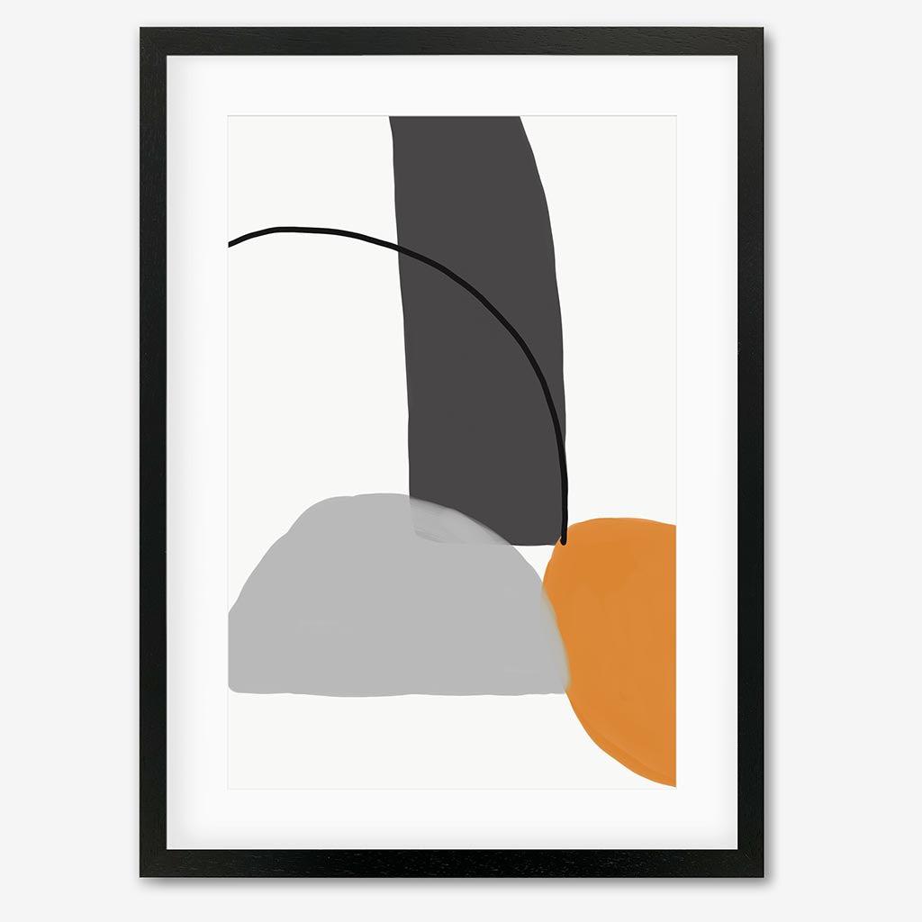 Abstract Line Orange Grey Art Print - Black Frame - Abstract House