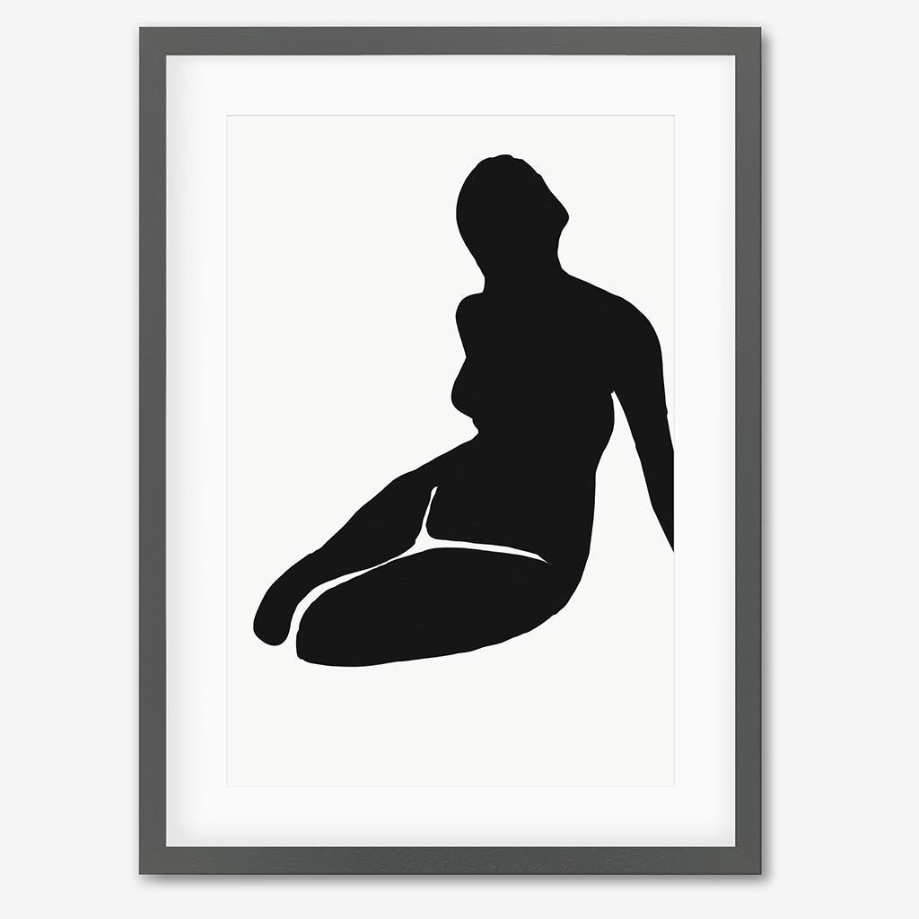 Black And White Figure Art Print - Grey Frame - Abstract House
