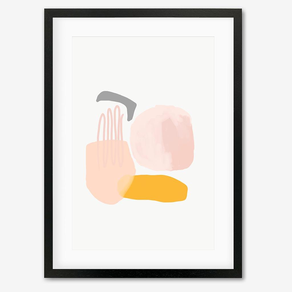 Abstract Pastel Shapes Art Print - Black Frame - Abstract House