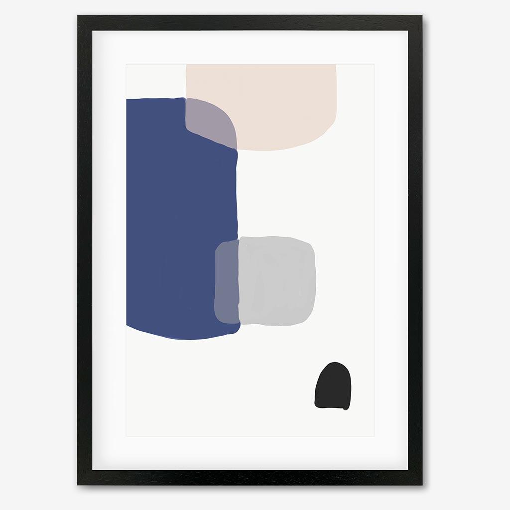 Abstract Blue Shapes Art Print - Black Frame - Abstract House