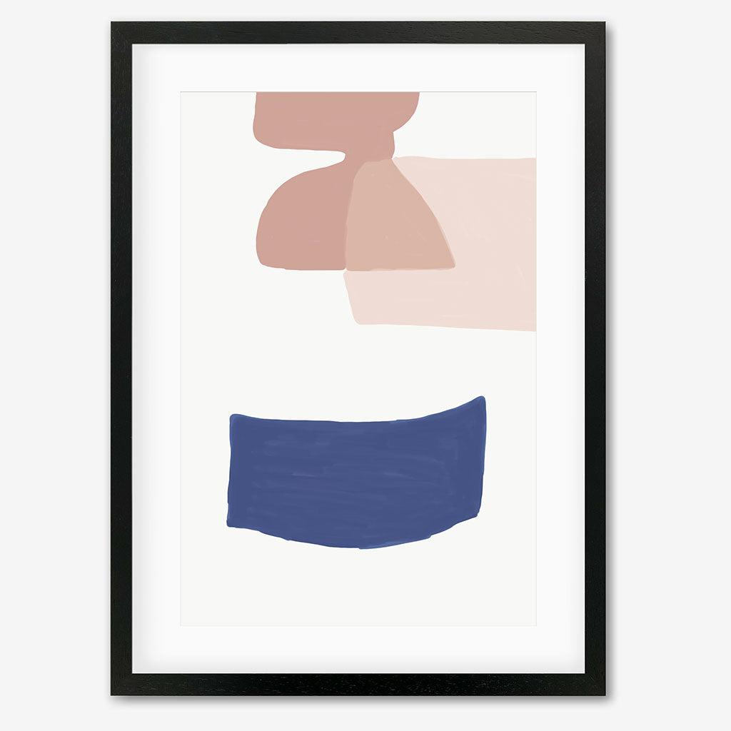 Abstract Blue Shapes 2 Art Print - Black Frame - Abstract House