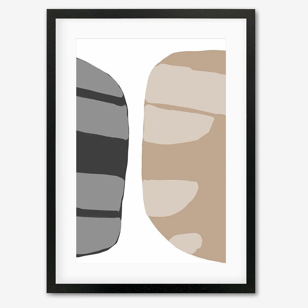Beige Abstract Shapes 2 Art Print - Black Frame - Abstract House