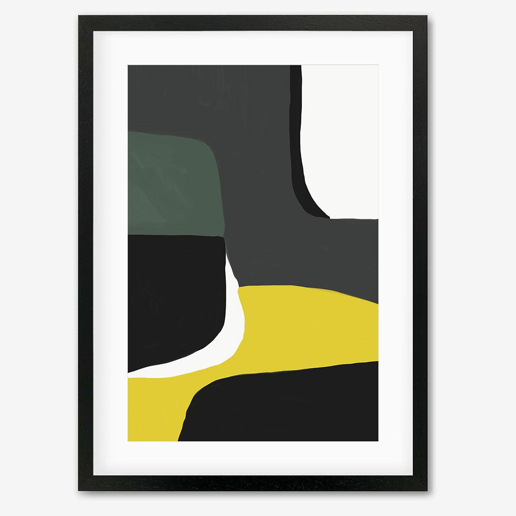 Abstract Linocut Art Print - Black Frame - Abstract House