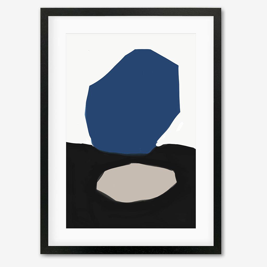 Blue Black Abstract Design Art Print - Black Frame - Abstract House