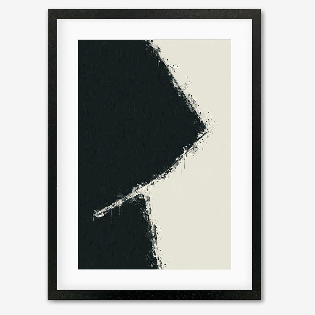 Black Geometric Shape Art Print - Black Frame - Abstract House