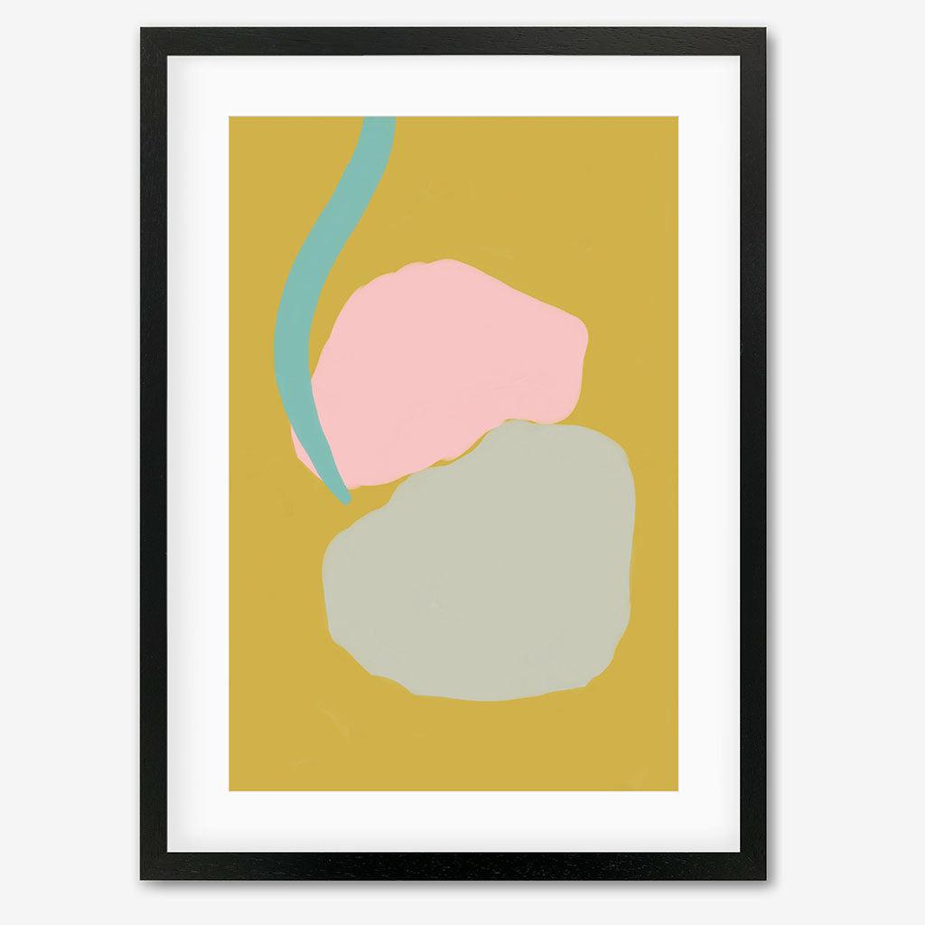 Mustard Abstract Shapes Art Print - Black Frame - Abstract House