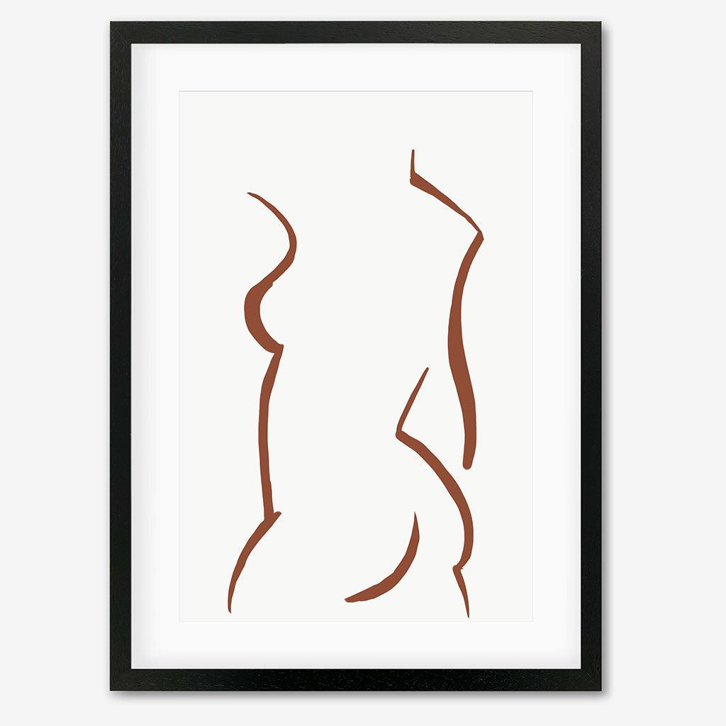 Two Line Female Nude Illustration Line Art Print - Black Frame - Abstract House