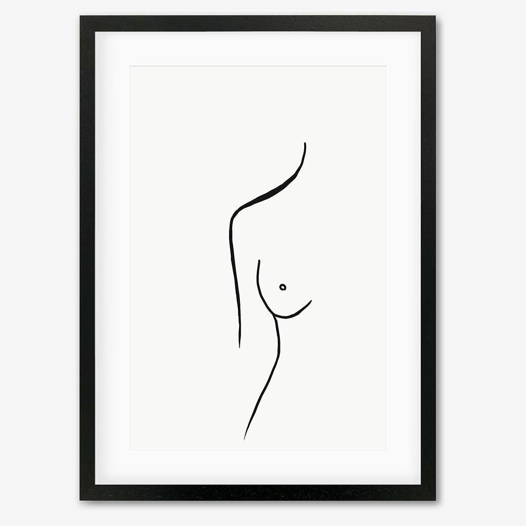 Nude Female Line Art Print - Black Frame - Abstract House