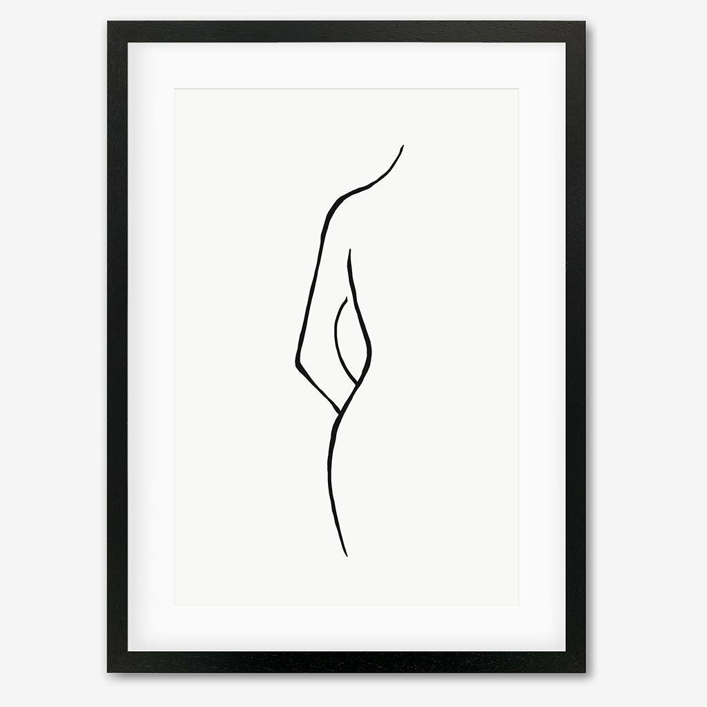 Nude Back Line Art Print - Black Frame - Abstract House