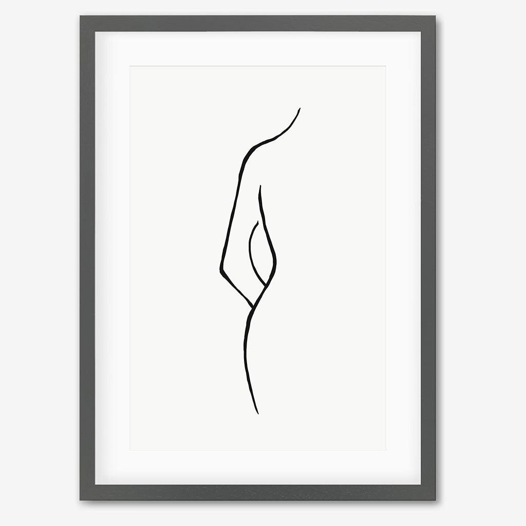 Nude Back Line Art Print - Grey Frame - Abstract House