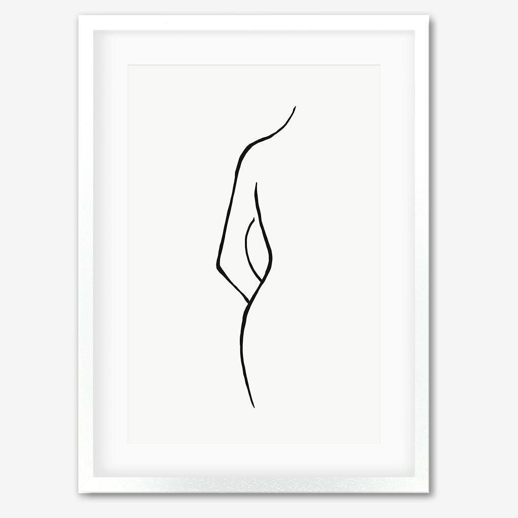 Nude Back Line Art Print - 30 x 40 cm / White Frame