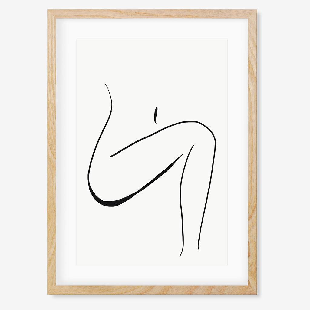 Minimal Leg Line Art Print - Oak Frame - Abstract House