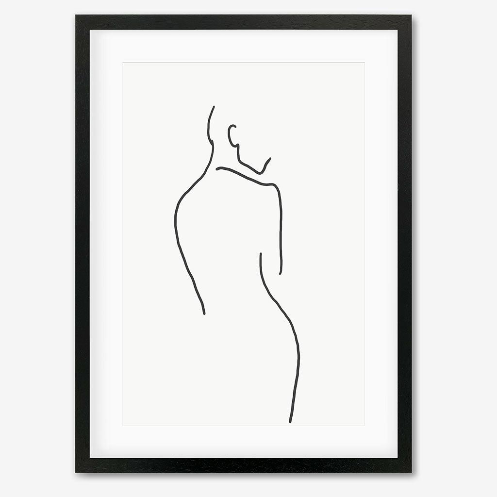 Figure Line Art Print - Black Frame - Abstract House