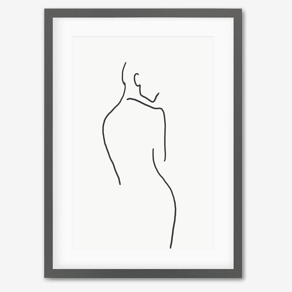 Figure Line Art Print - Grey Frame - Abstract House