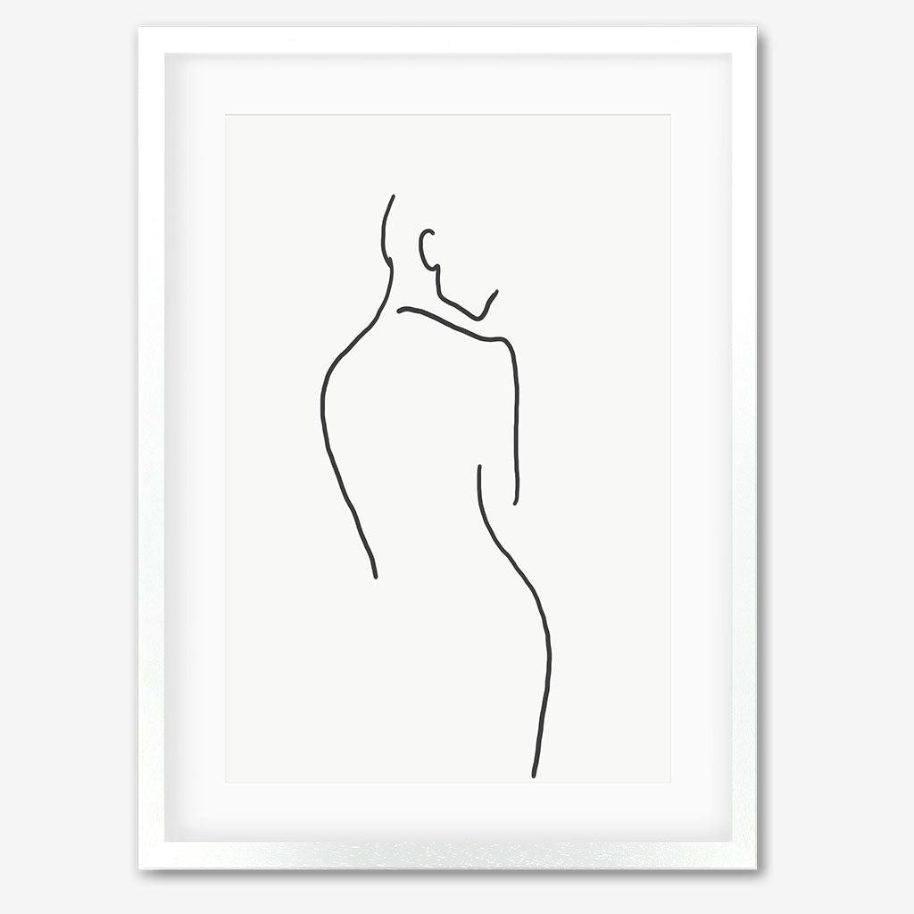 Figure Line Art Print - White Frame - Abstract House