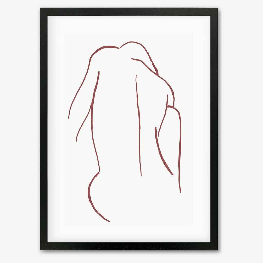Sitting Figure Line Art Print - Black Frame - Abstract House