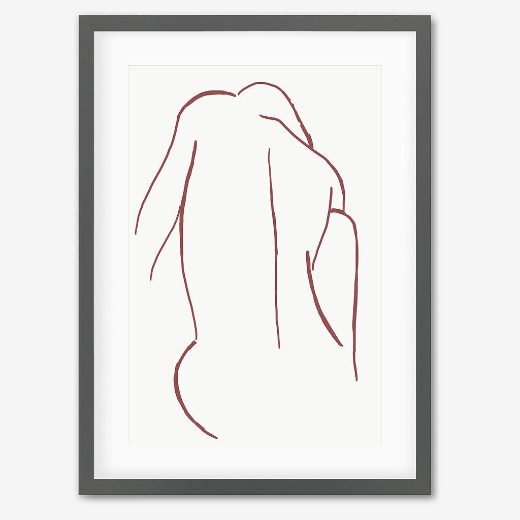 Sitting Figure Line Art Print - Grey Frame - Abstract House