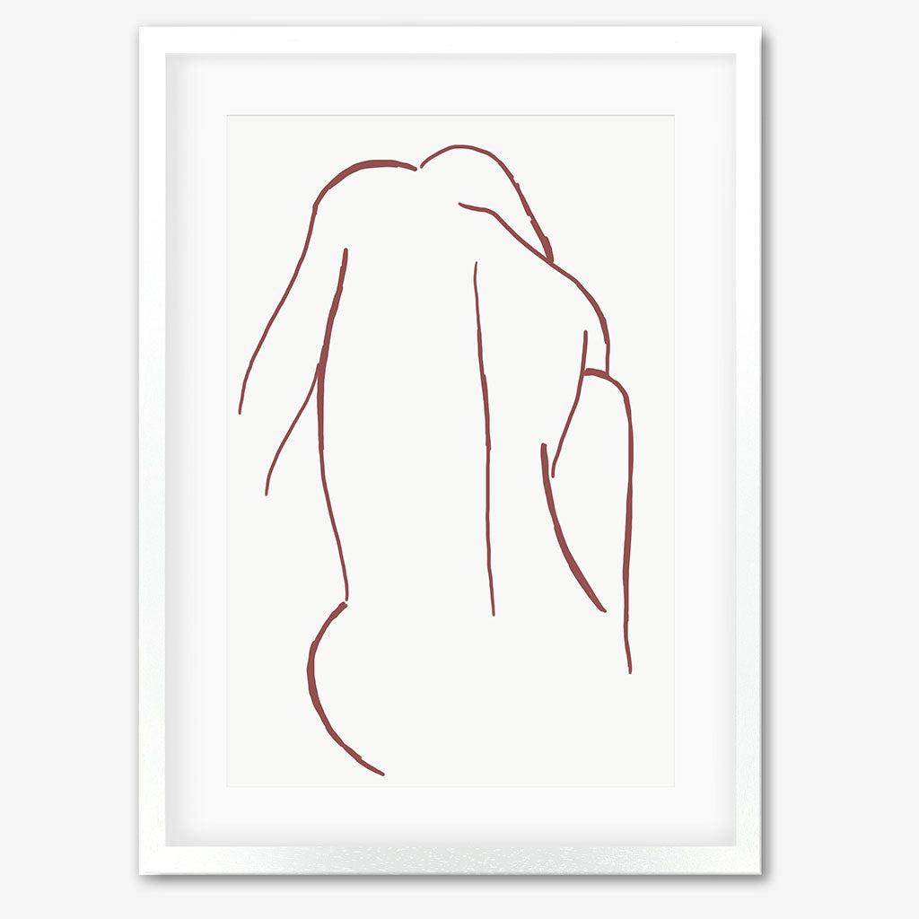 Sitting Figure Line Art Print - Gold Frame - Abstract House