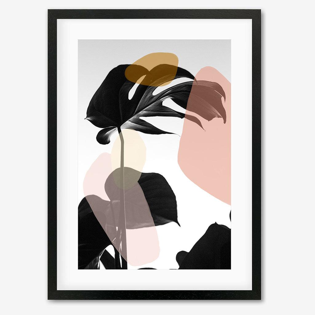 Contemporary Monstera Leaf Art Print - Black Frame - Abstract House