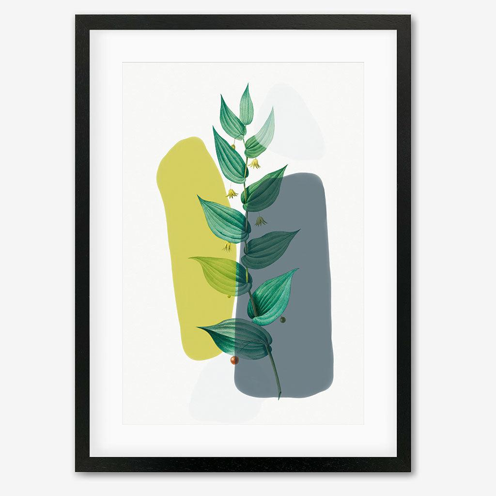 Illustration With Grey & Green Art Print - Black Frame - Abstract House