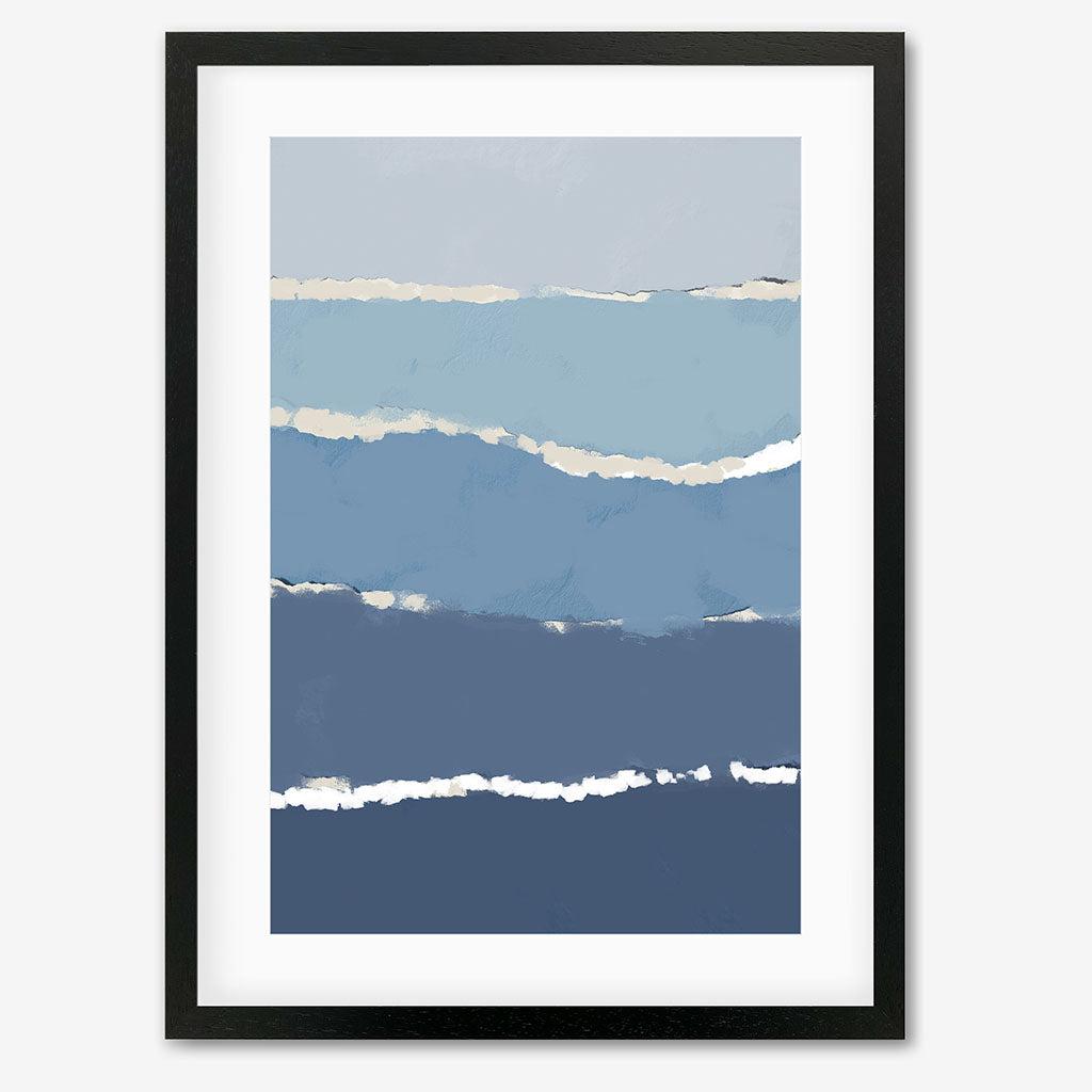 Blue Gradient Abstract Shapes Art Print - Black Frame - Abstract House
