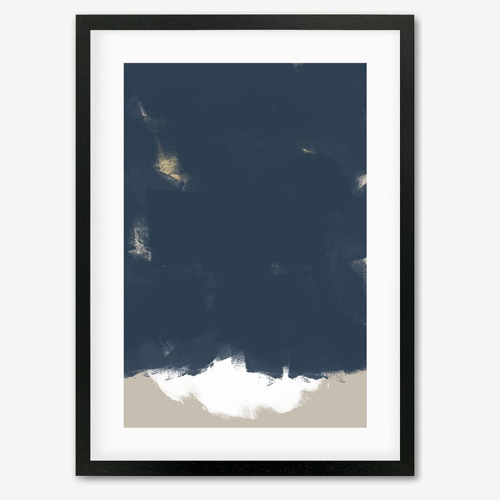 Brushed Navy Art Print - Black Frame - Abstract House