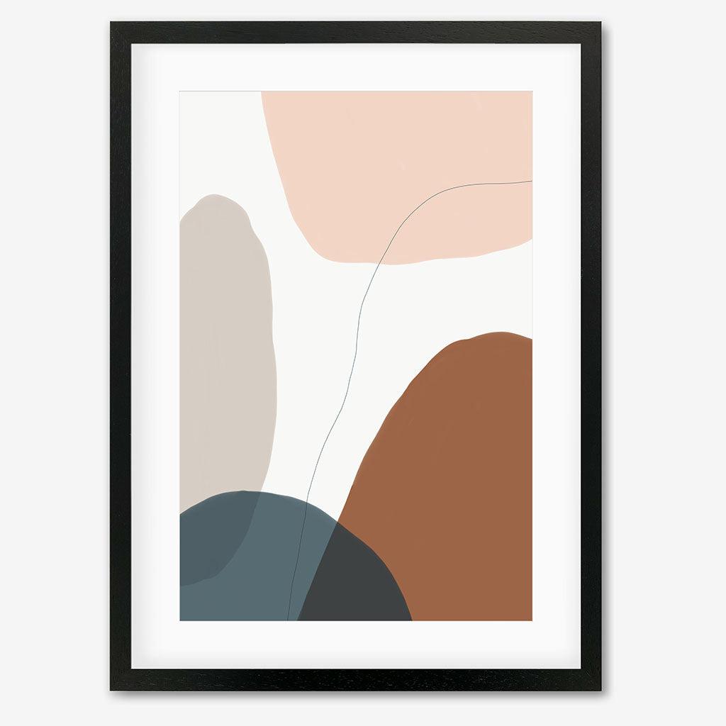 Modern Soft Shapes Art Print - Black Frame - Abstract House