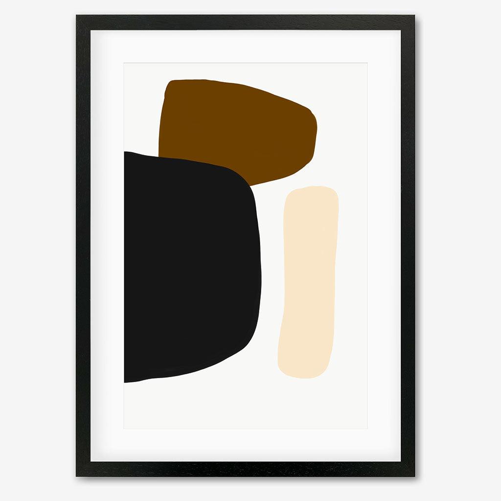 Brown Tones Shapes Art Print - Black Frame - Abstract House