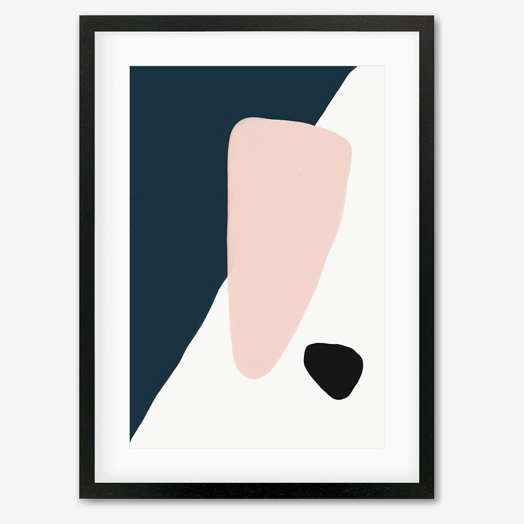 Navy And Pink Shapes Art Print - - Abstract House