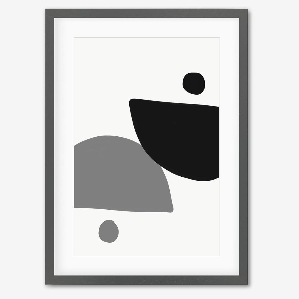 Mono Art Deco Print - Grey Frame - Abstract House