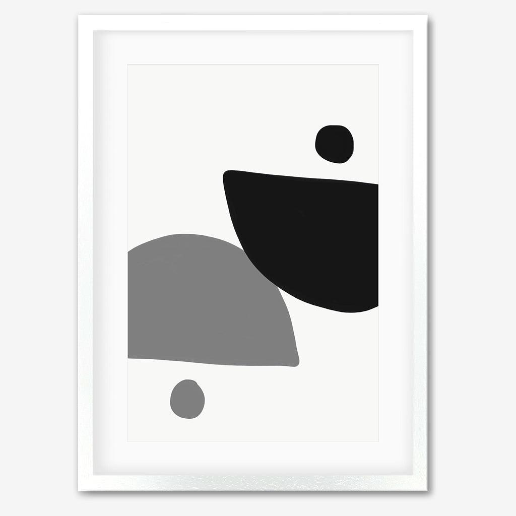 Mono Art Deco Print - White Frame - Abstract House