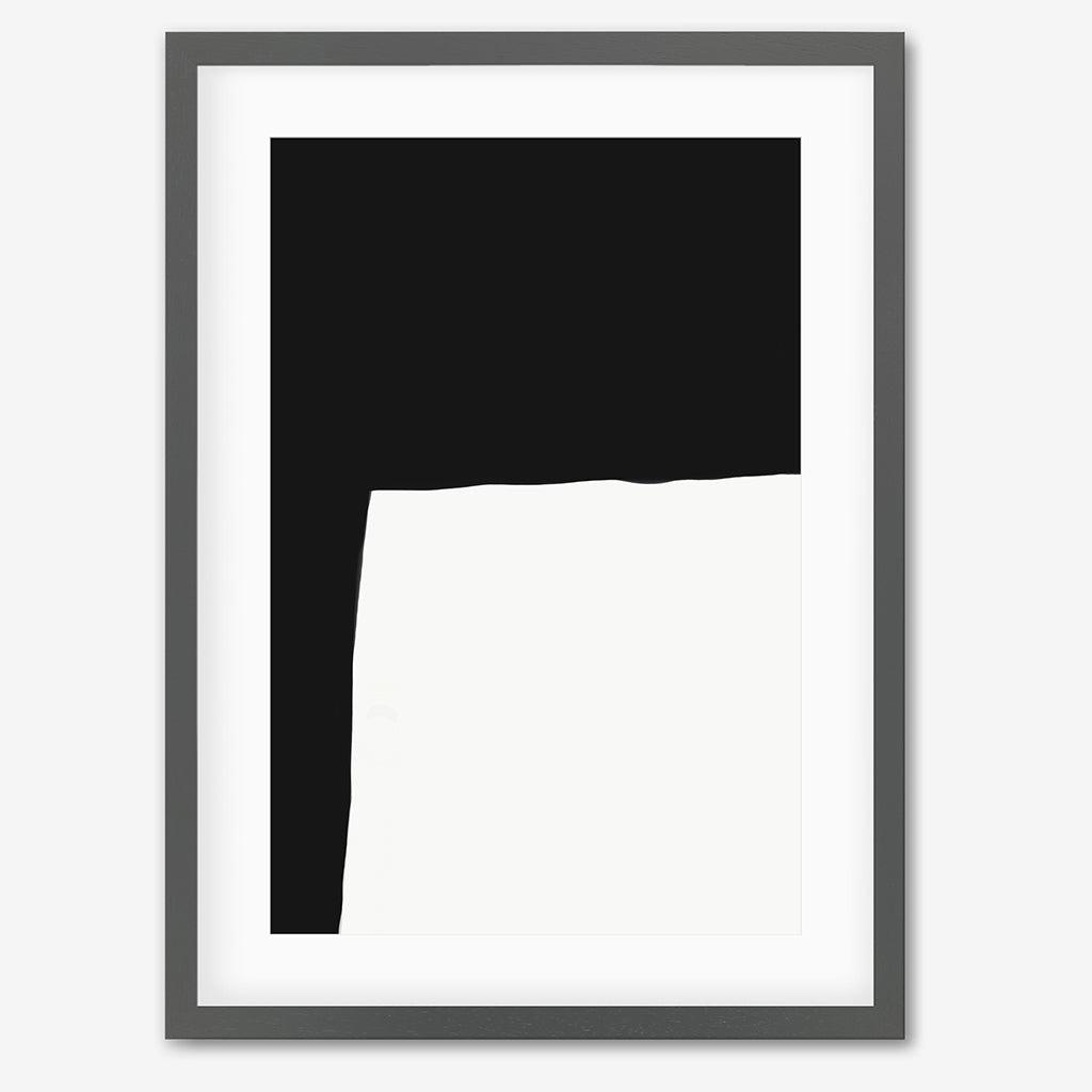 Monochrome Shape Art Print - Grey Frame - Abstract House