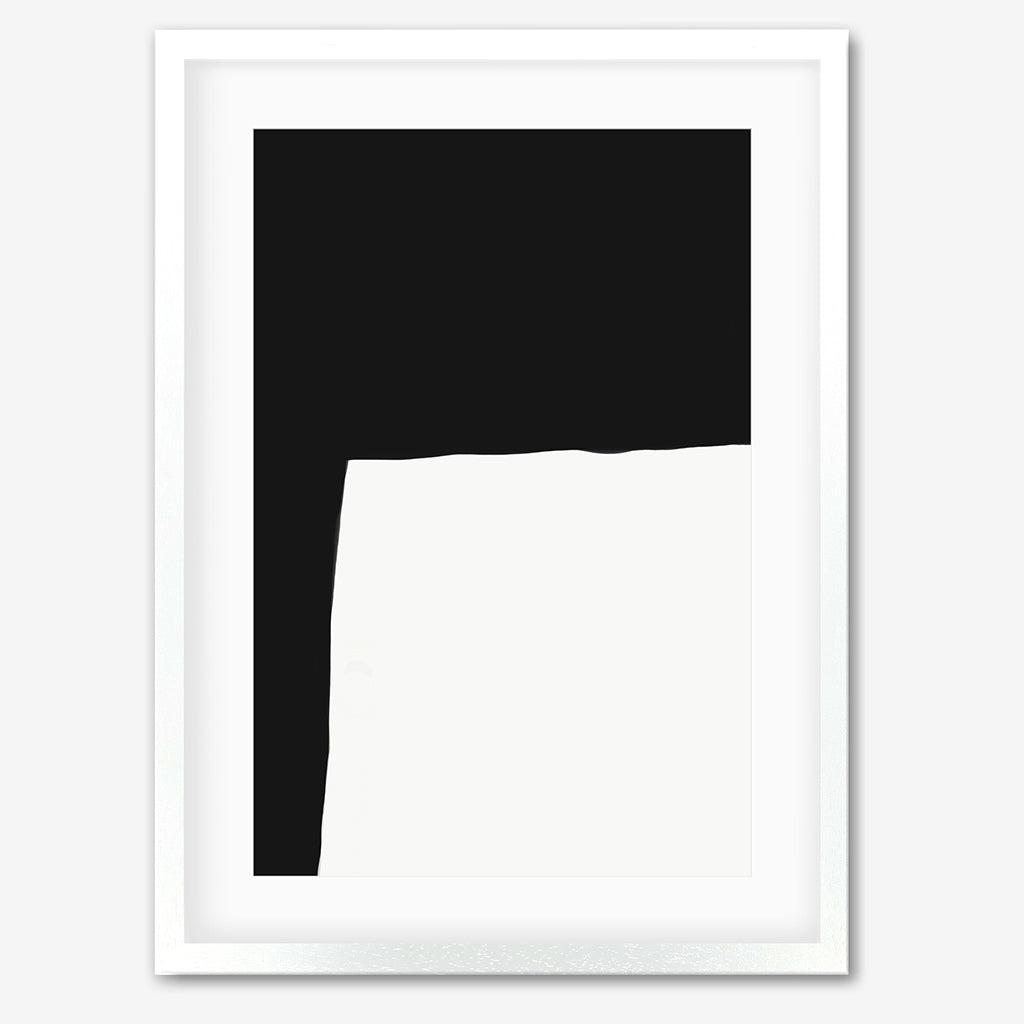 Monochrome Shape Art Print - White Frame - Abstract House