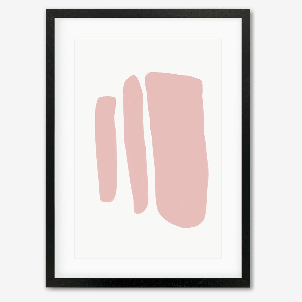 Blush Three Lines Art Print - Black Frame - Abstract House