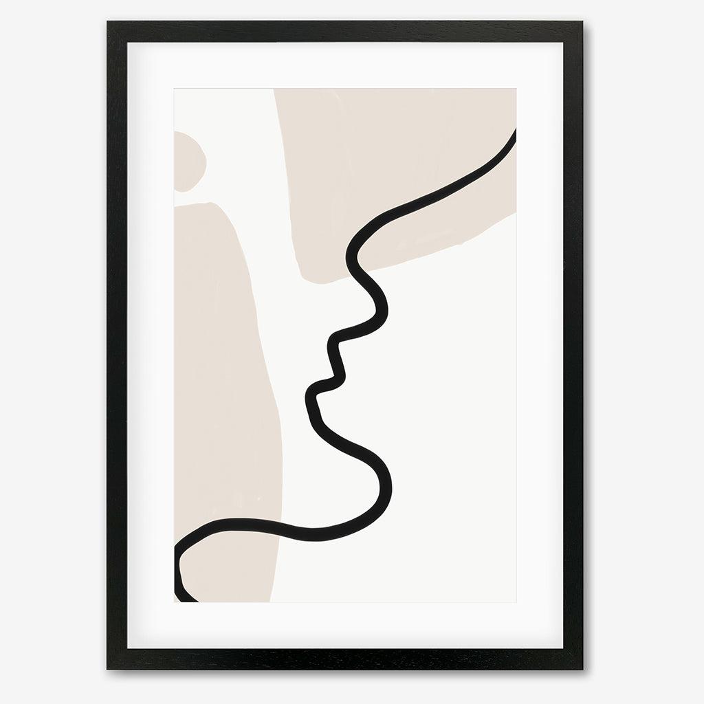 Neutral Figurative Lines Art Print - Black Frame - Abstract House