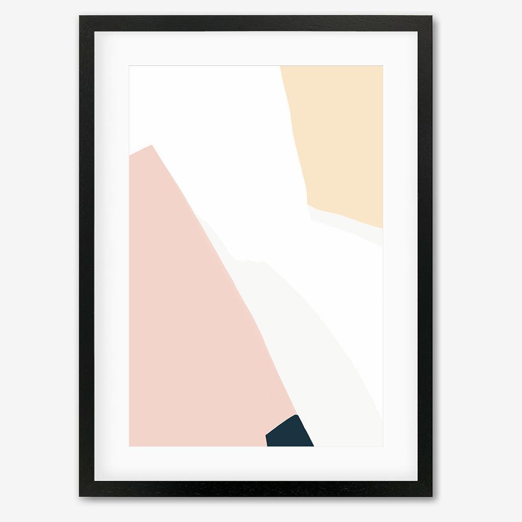 Geometric Peach Shapes Art Print - Black Frame - Abstract House