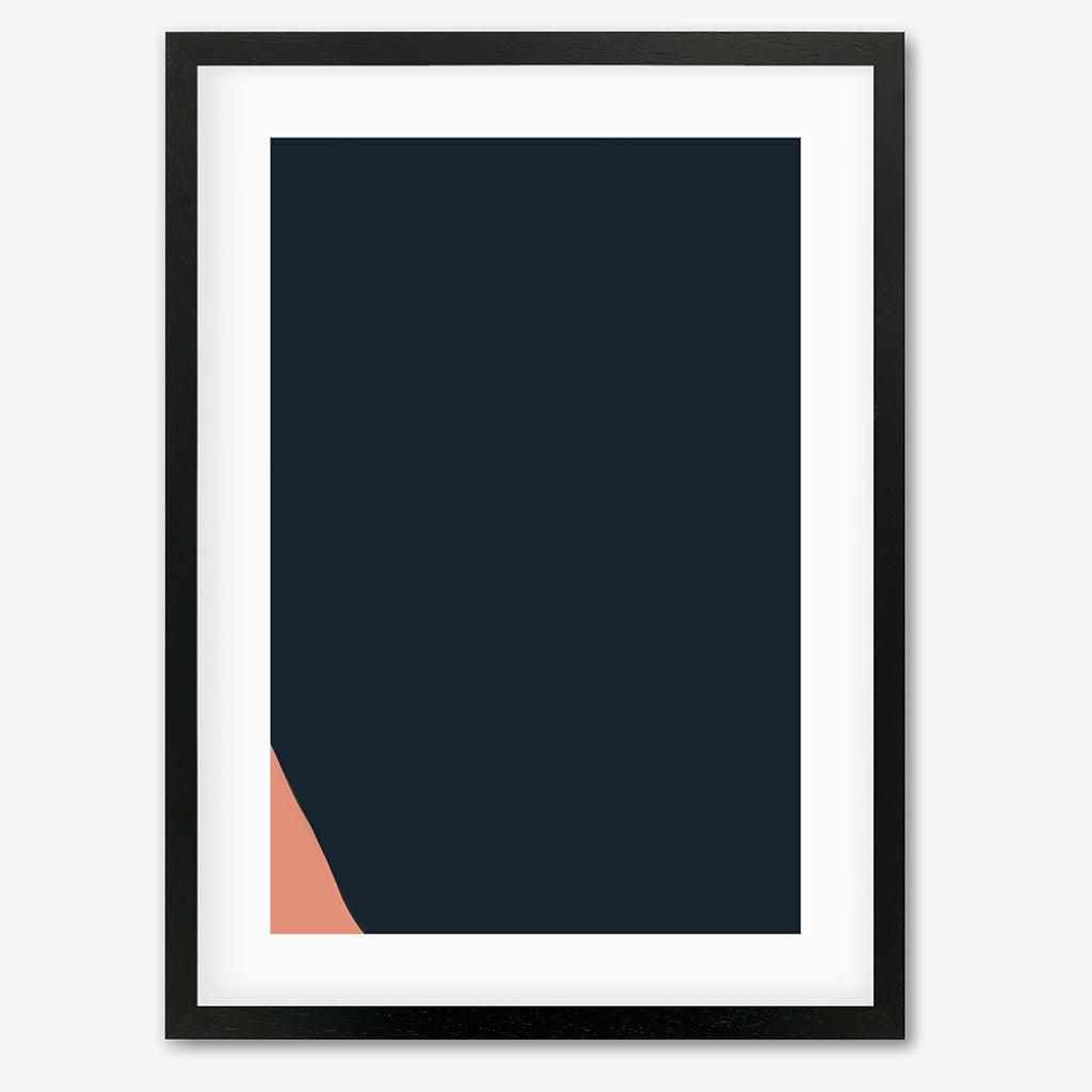Navy And Terracotta Art Print - Black Frame - Abstract House