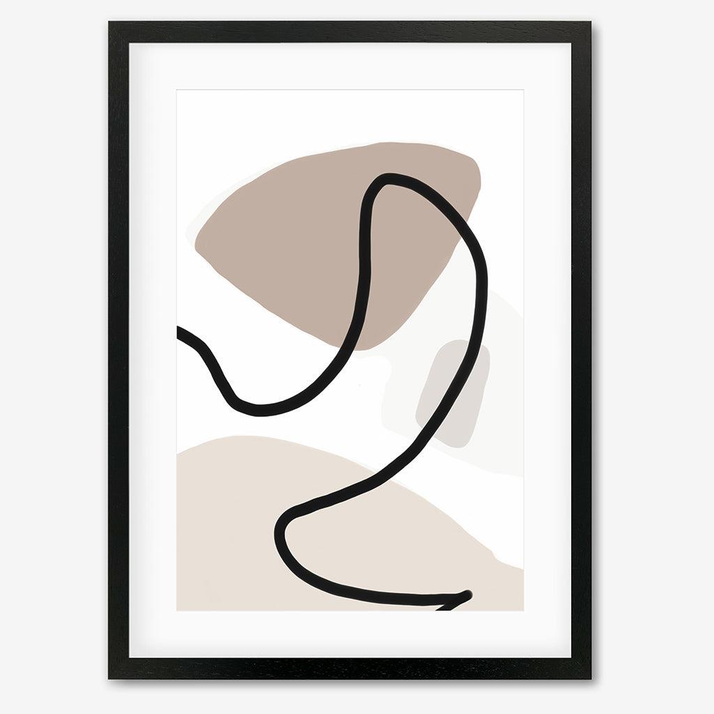 Neutral Abstract Lines Art Print - Black Frame - Abstract House