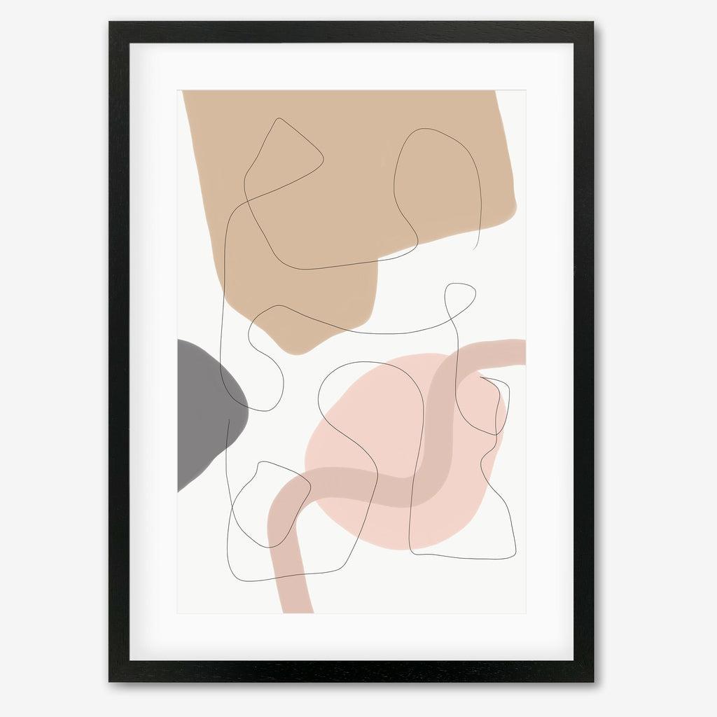 Scandi Shapes 2 Art Print - Black Frame - Abstract House