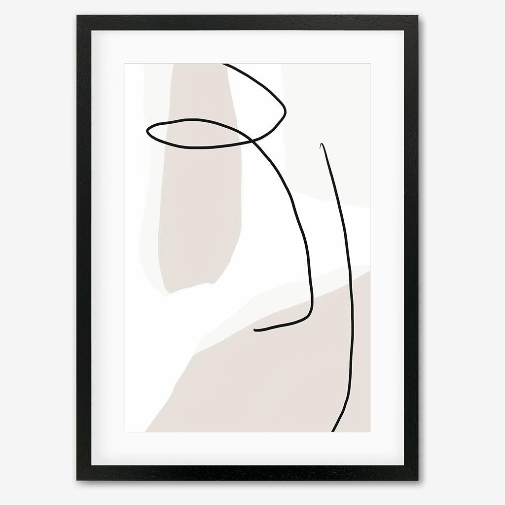 Contemporary Face Line Art Print - Black Frame - Abstract House