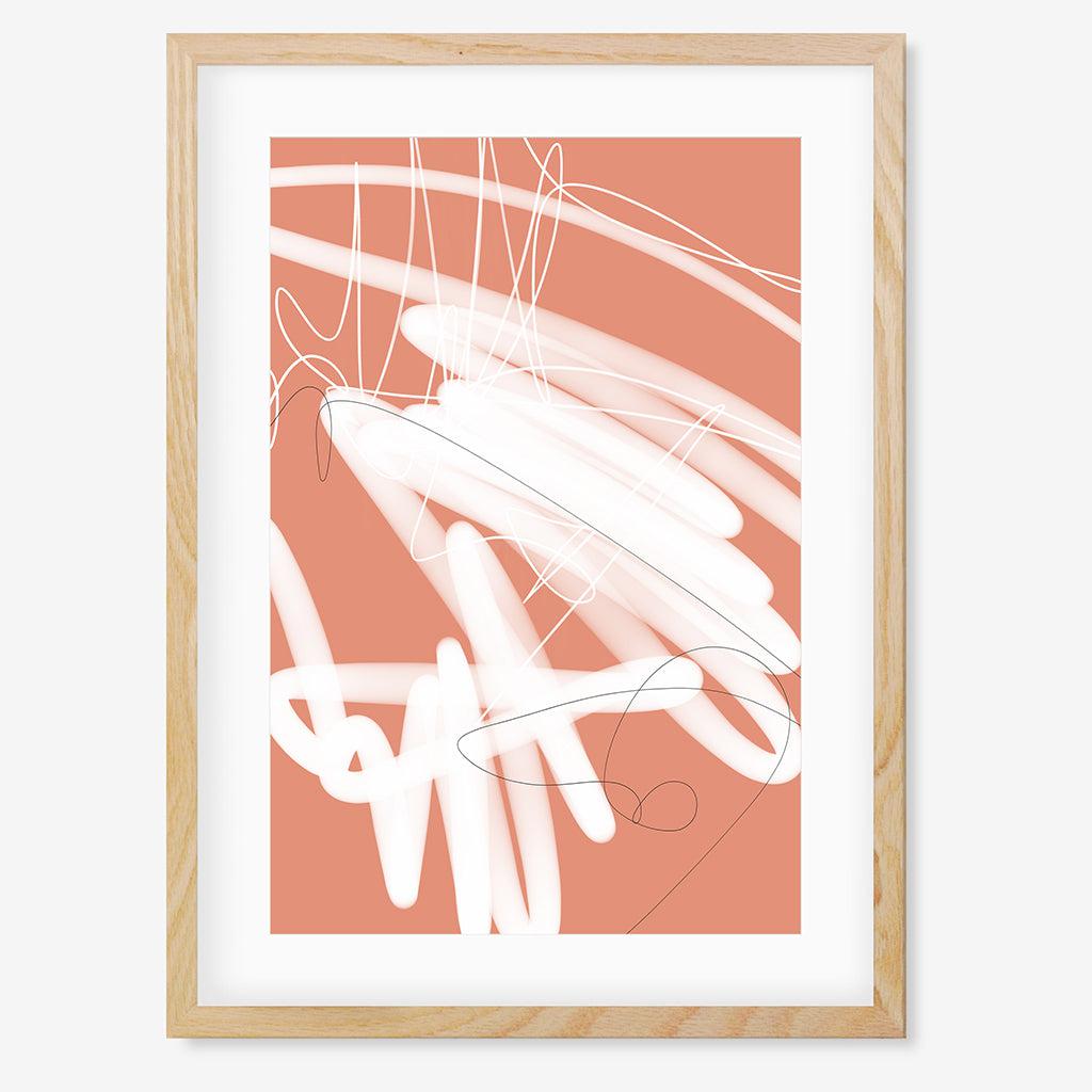 Abstract Sketch Art Print - Oak Frame - Abstract House