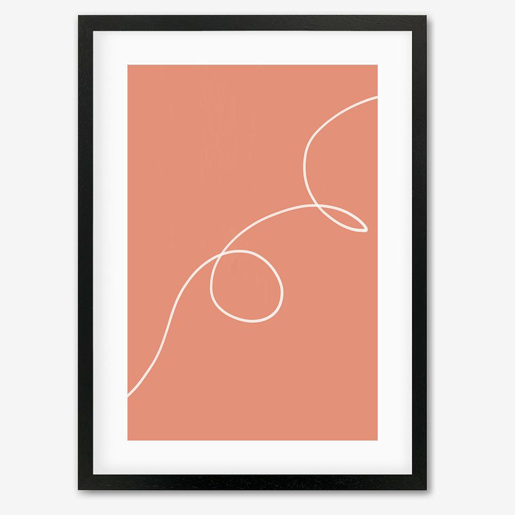 Line On Orange Art Print - Black Frame - Abstract House