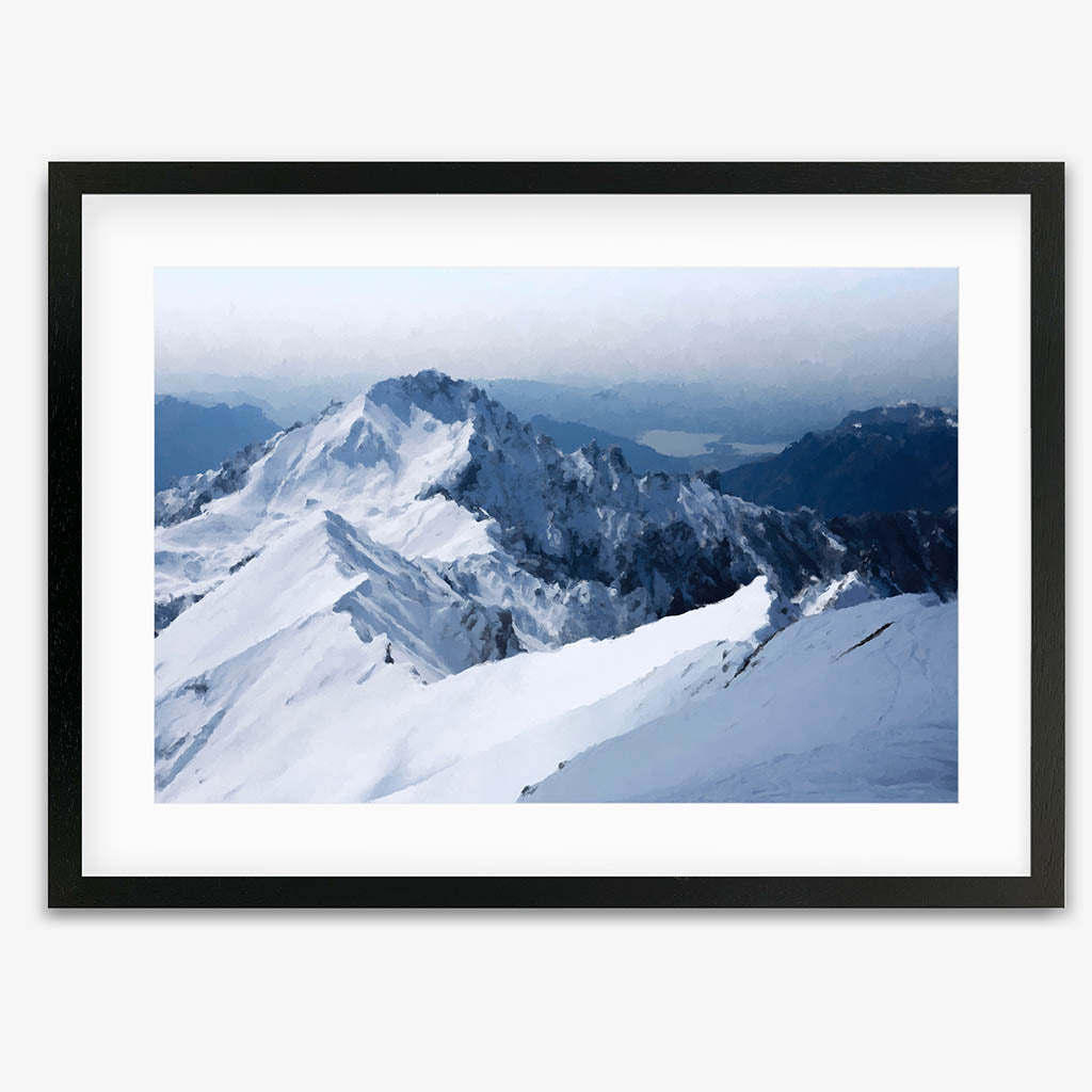 Snowy Mountain Impressionist Art Print-framed-Wall Art Print-Abstract House