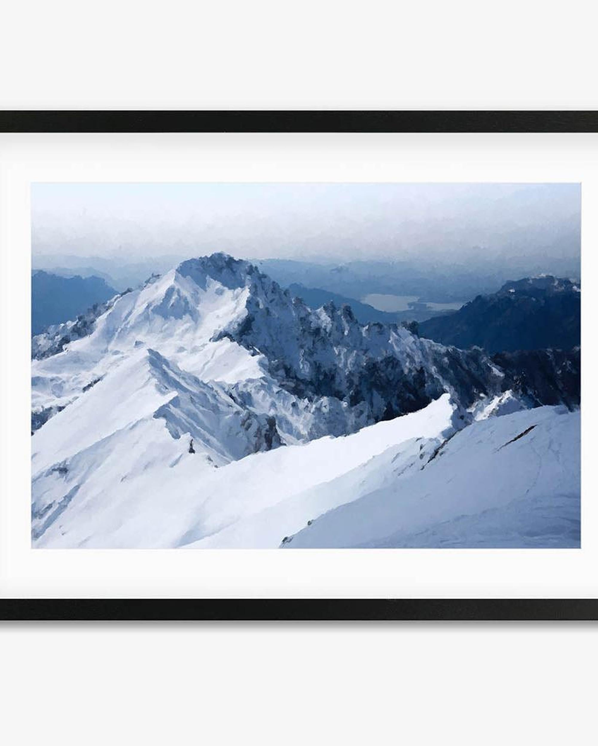 Snowy Mountain Impressionist Framed Art-framed-Wall Art Print-Abstract House