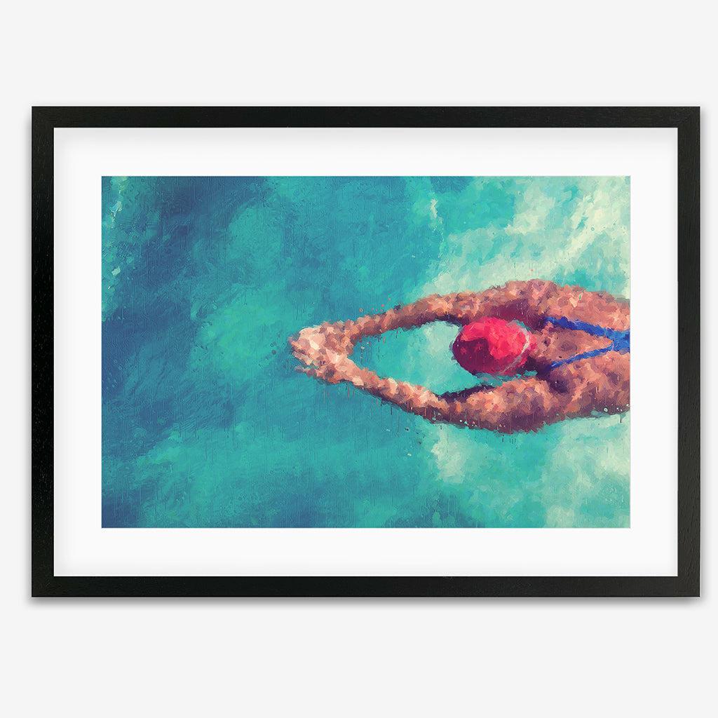 Impressionist Olympic Swimmer Art Print - Black Frame - Abstract House